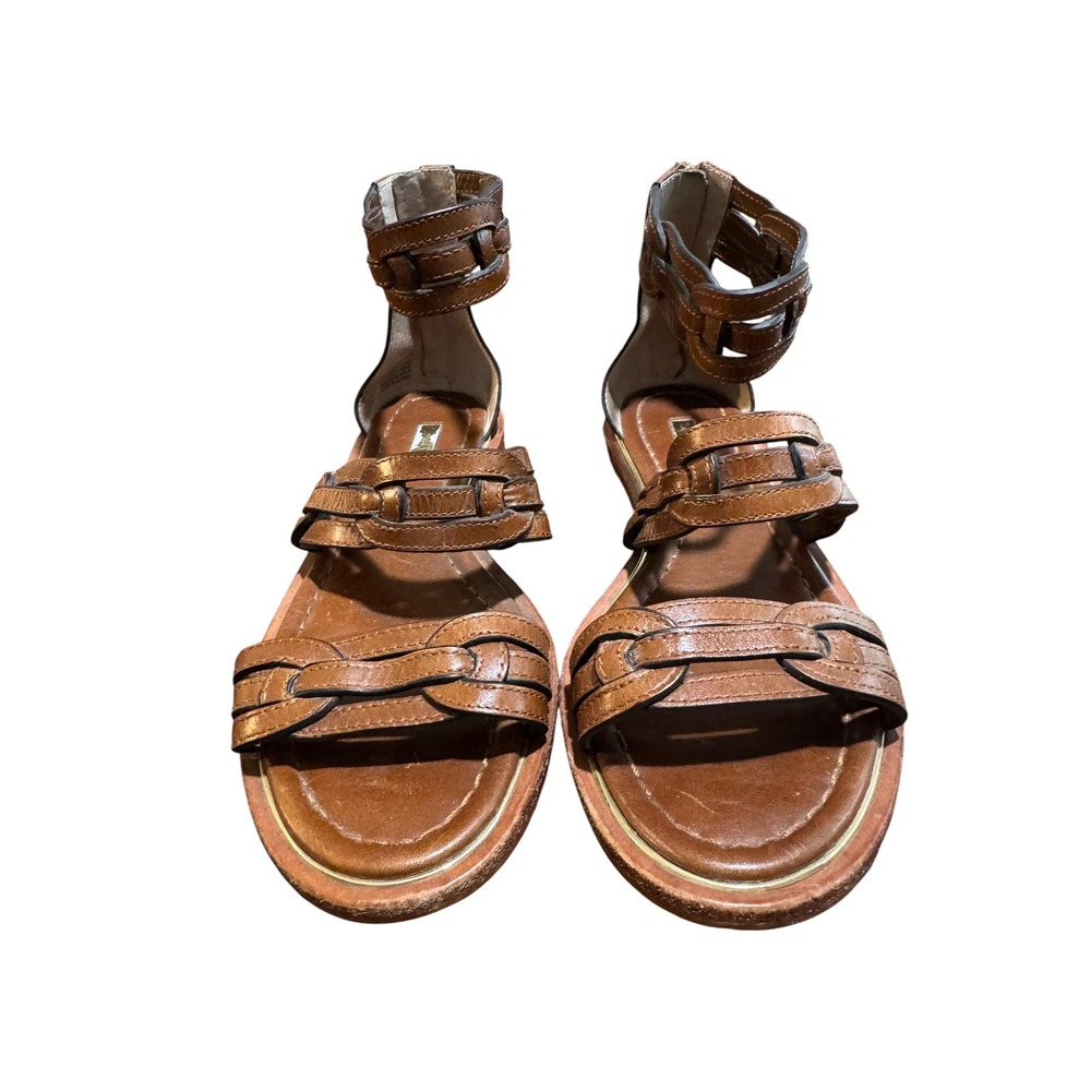 Louise et Cie Lo-Braylee Brown Leather Gladiator Flat Sandals Size 7.5